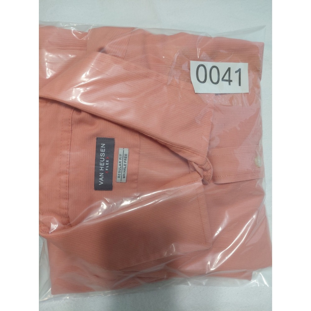 Van Heusen Shirt Mens 16 5 Peach Regular Fit Wrinkle Free Dress Long Sleeve - Picture 11 of 11